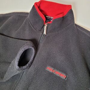 Vintage 90's Polo Sport‎ Ralph Lauren Fleece Zip Up Jacket Made In USA Size XL